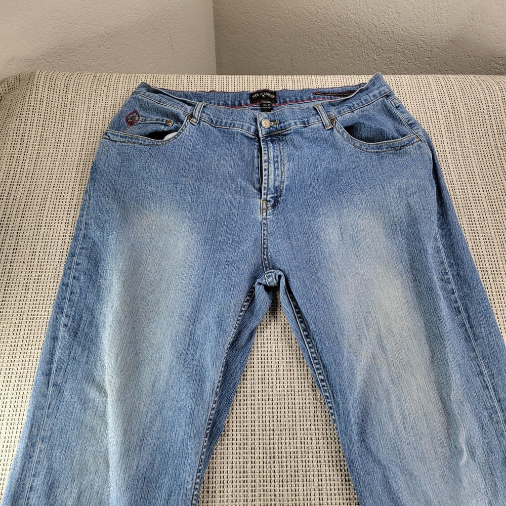 Jack Of Spades‎ Jeans Mens 38x32 Light Wash Blue Straight Relaxed Stretch Denim